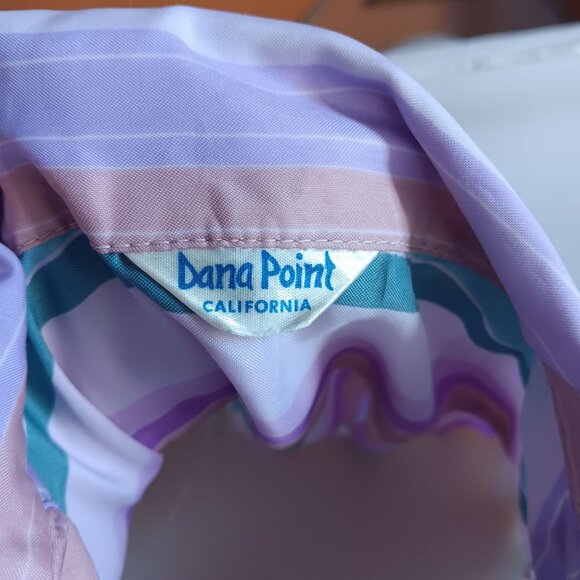 Women's large Vintage 70's Striped Button-Up Blouse Pastel Purple/Teal Stripes - Picture 7 of 7